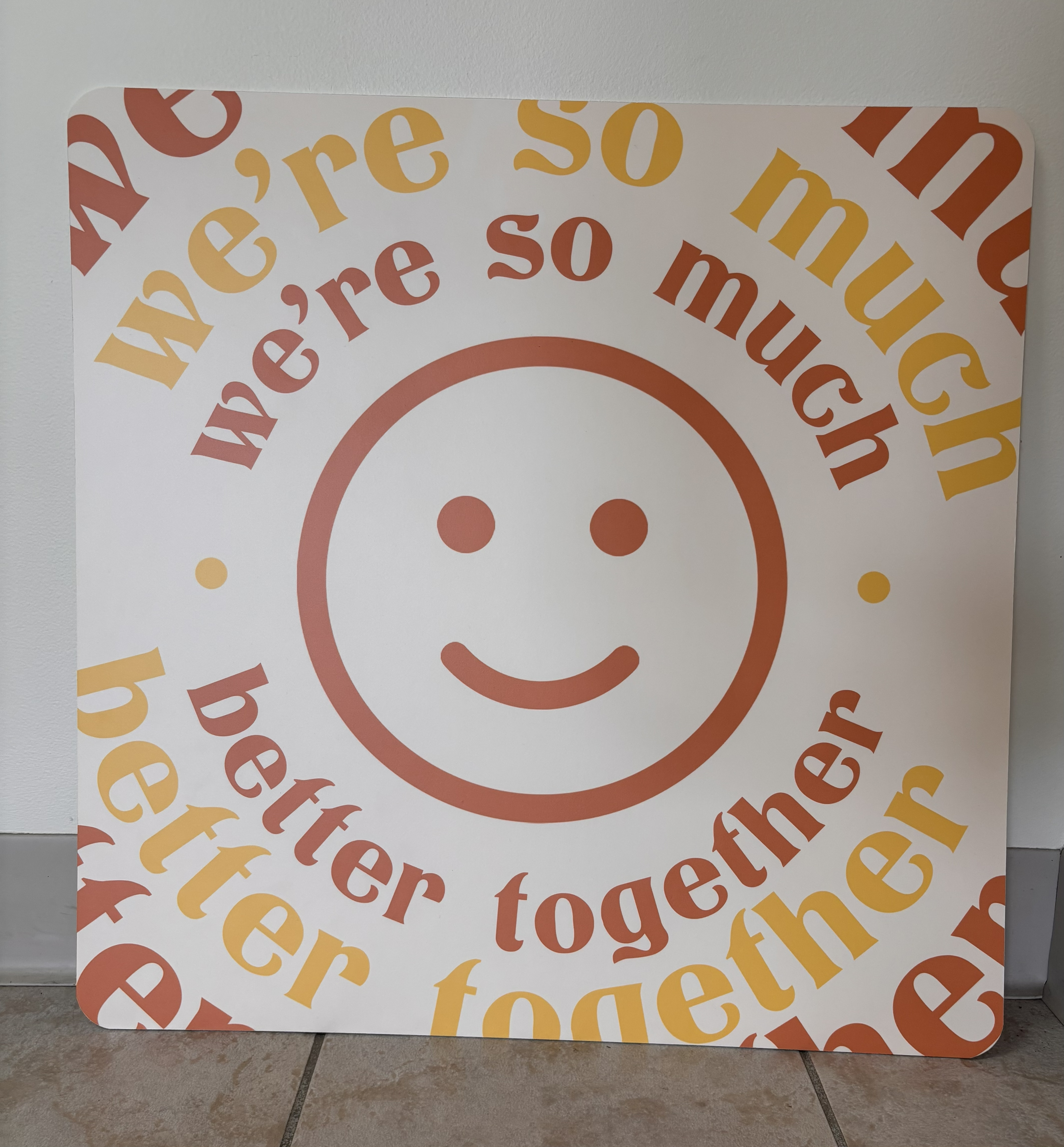 Welcome sign with smiley face