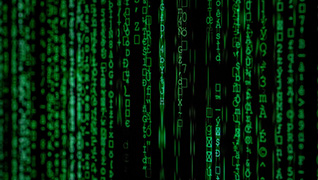 streaming green numbers and letters